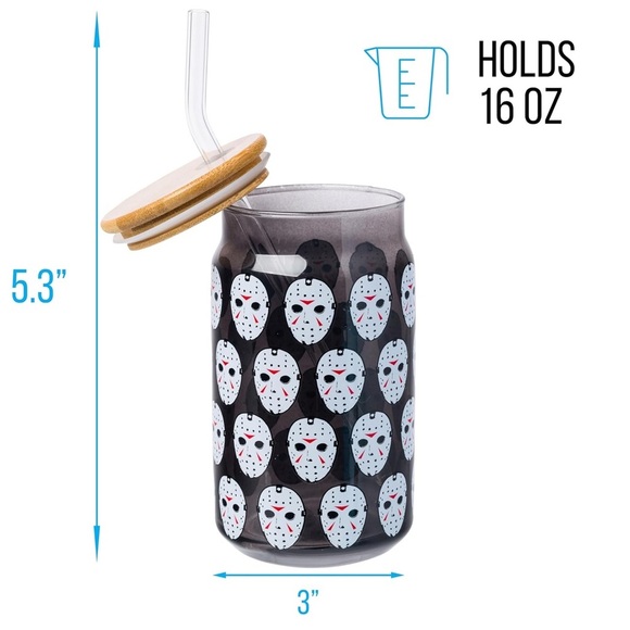 Friday The 13th - Silver Buffalo - Jason Vorhees Glass Jar Tumbler - BNIB - Picture 10 of 12